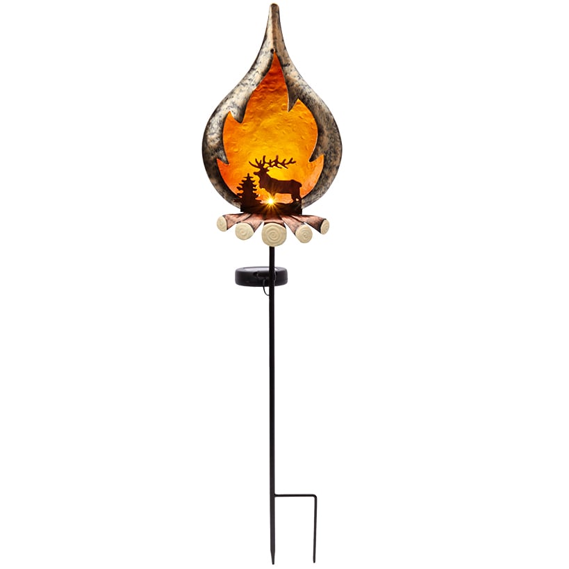 Solar Campfire With Elk Silhouette Stake