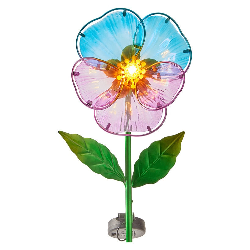 Solar Powered Floral Garden Stake Pansy or Sunflower