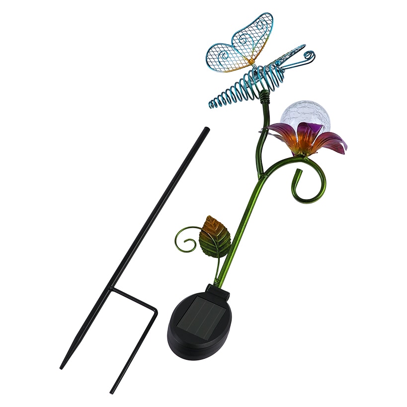 Solar Garden Flower Stake with Butterfly