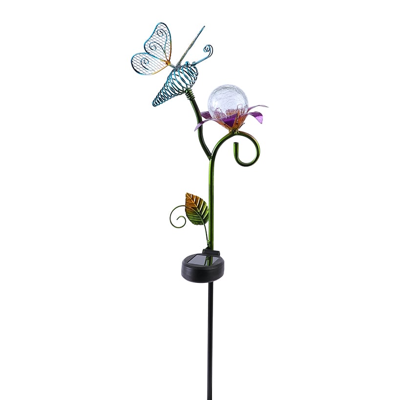 Solar Garden Flower Stake with Butterfly