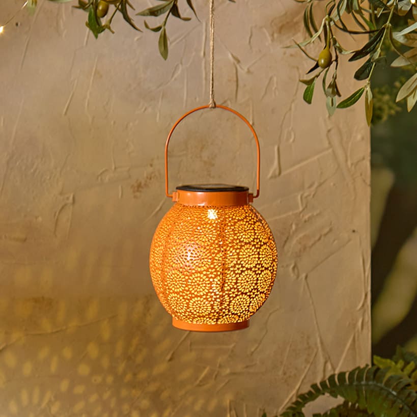 Solar Sunburst Shadow Cast Hanging Lantern#select-color_orange
