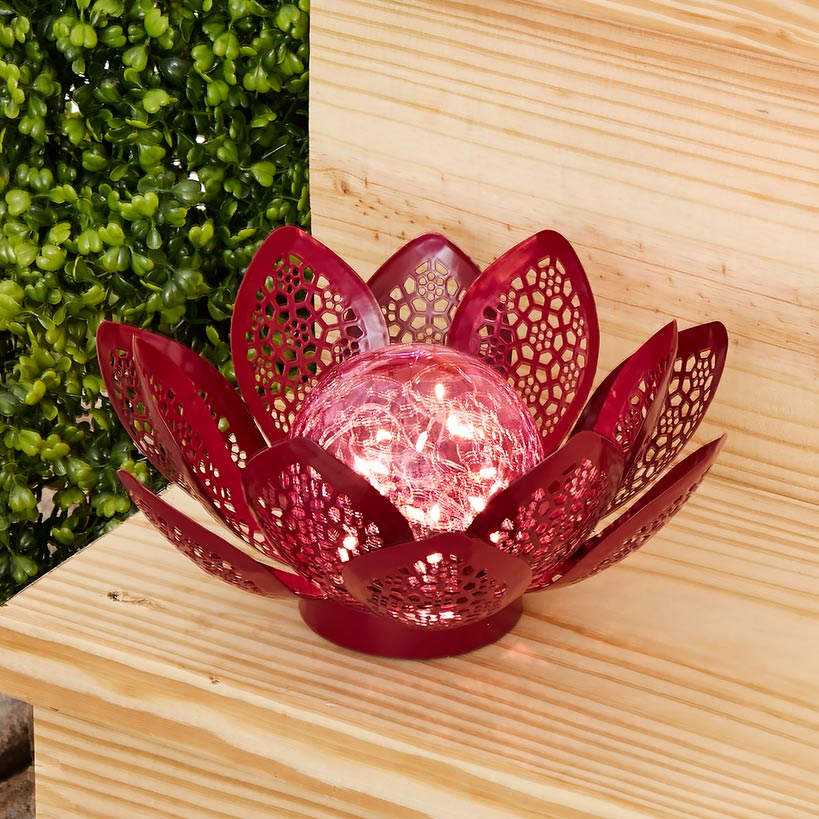 Pink Filigree Flower Solar Gazing Ball#select-color_pink