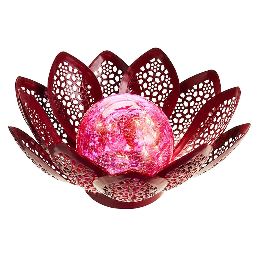 Pink Filigree Flower Solar Gazing Ball