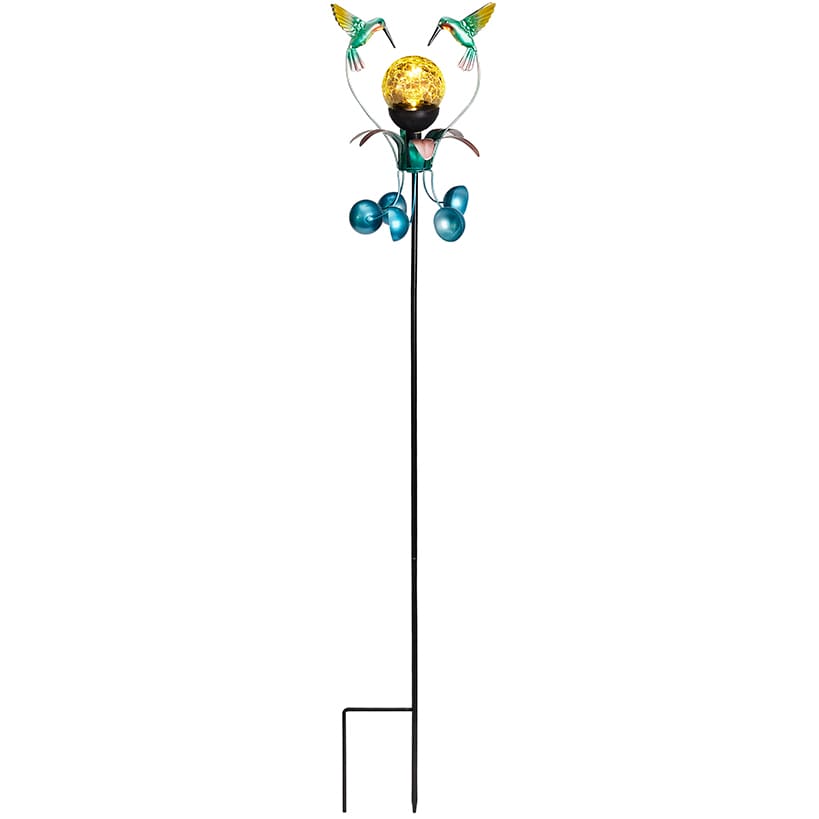 Solar Hummingbird Duo Spinning Garden Stake