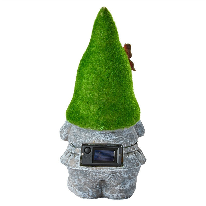 Solar Mossy Gnome Garden Statue