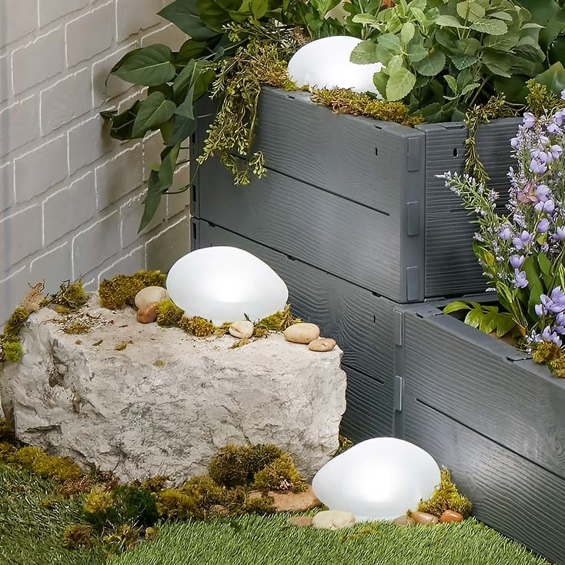 Solar White Rock Light Outdoor Decor
