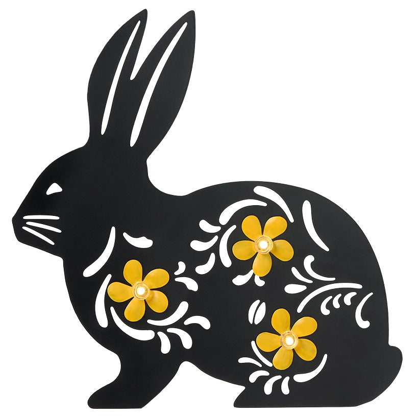 Solar Spring Silhouette Garden Stake With Flowers - Bunny or Butterfly