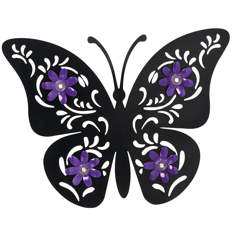 Solar Spring Silhouette Garden Stake With Flowers - Bunny or Butterfly