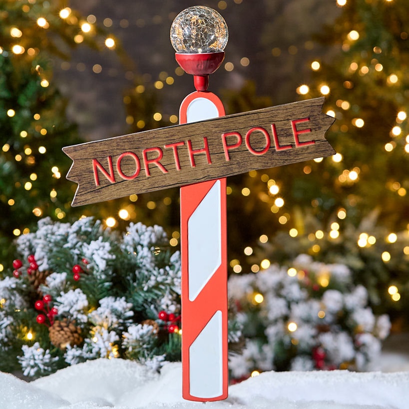 Solar LED Holiday North Pole or Polar Bear Garden Stake
