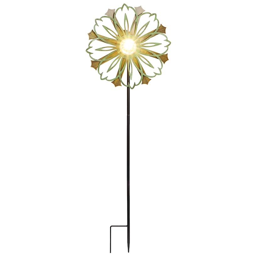 Solar-Powered Copper Patina Wind Spinner