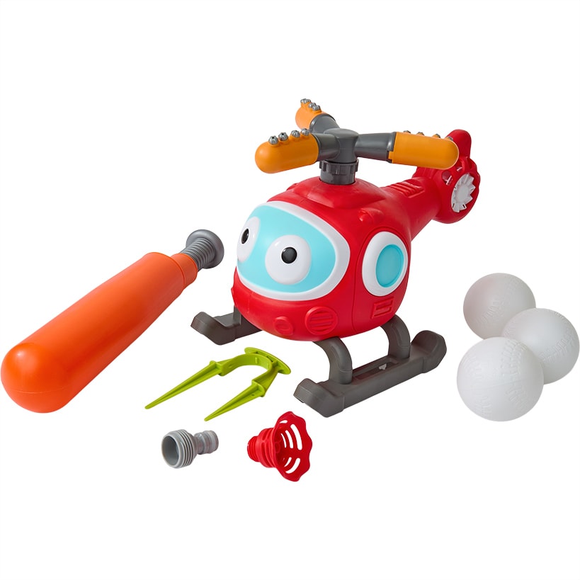 Baseball Helicopter Water Sprinkler 2-In-1 Outdoor Lawn Game Play Set