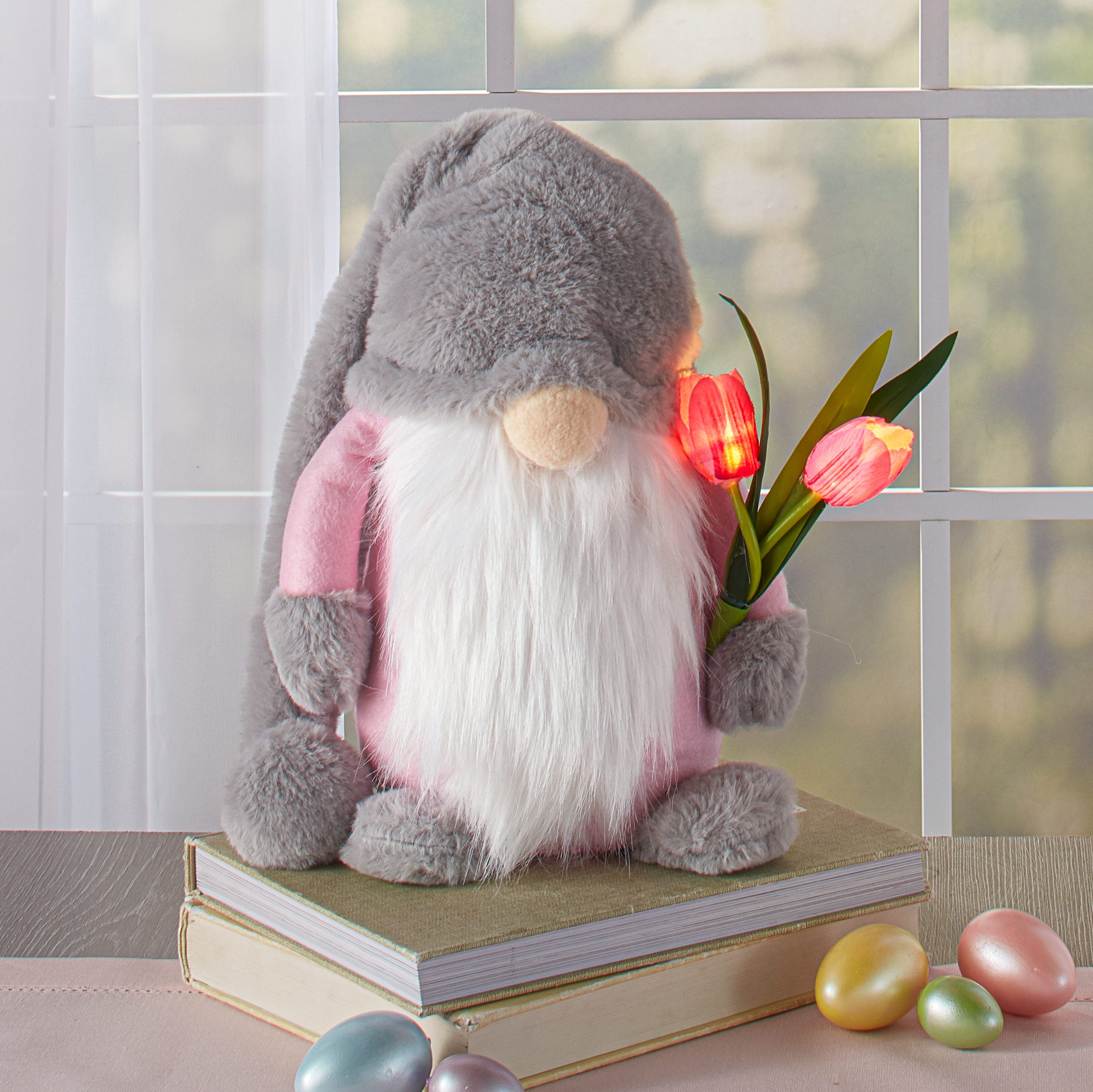 Spring Gnome with Tulips