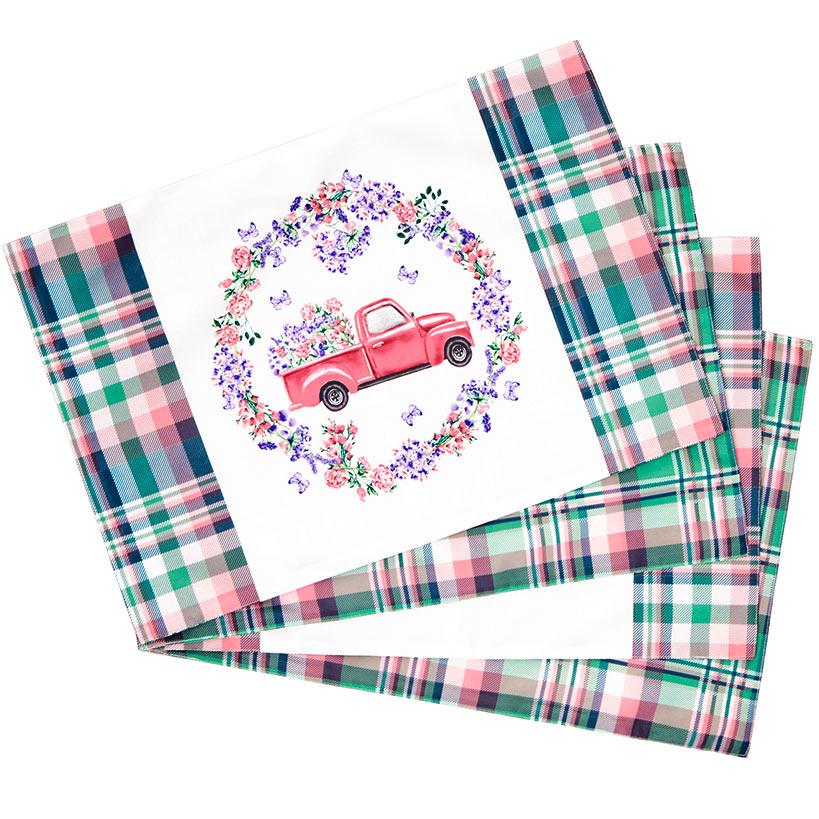Spring Truck Table Runner or Set of 4 Placemats
