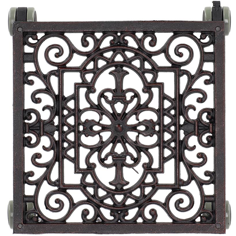 Antique Rust Square Filigree Plant Trolley