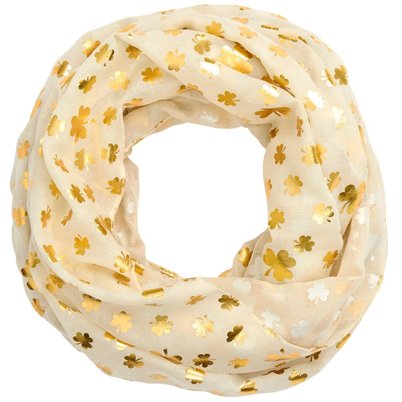 St Patrick's Day Women's Scarf Infinity Green Cream 17.87"W x 13.75"L