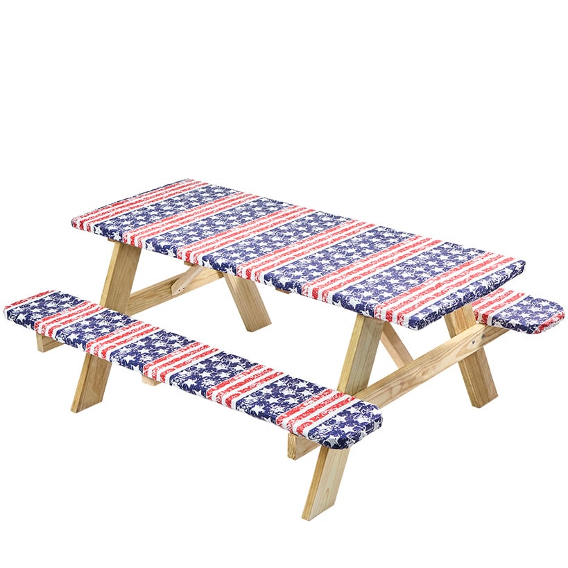 Mossy Oak Stars and Stripes 3-Pc. Vinyl Easy Fit Picnic Tablecloth