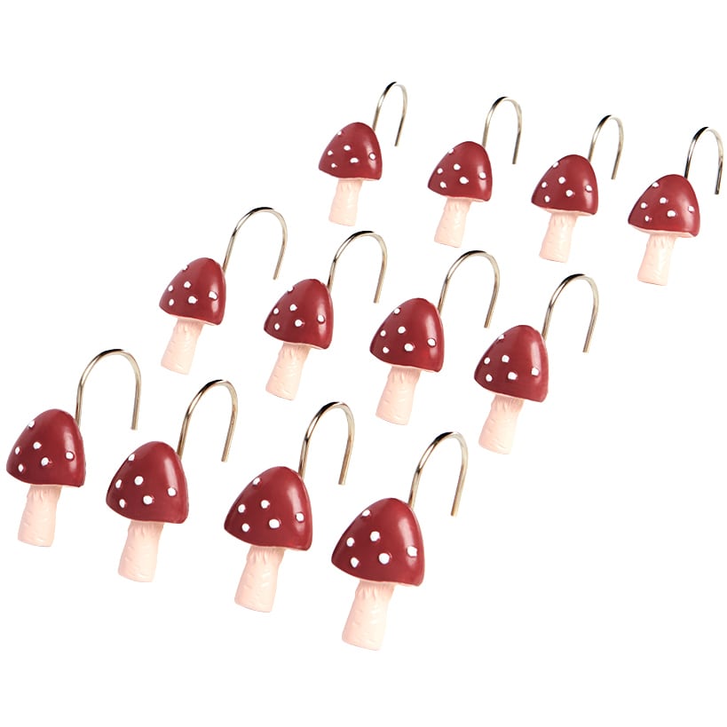 Spring Mushroom Shower Curtain, Bath Rug, Hand Towels, Valance or Hooks