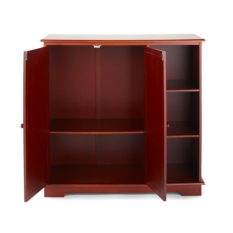 Beadboard Wooden Cabinet with 3 Storage Shelves and Cupboard