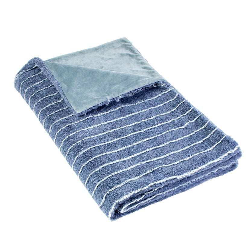 Striped Faux Fur Accent Pillow