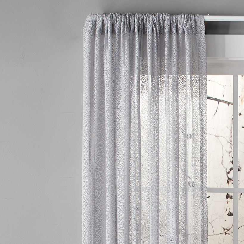 Striped Medallion Navy Lace Valance or Panel