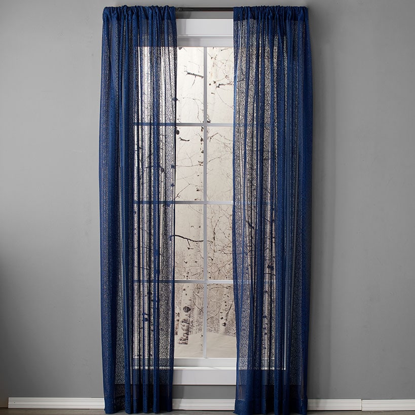 Striped Medallion Navy Lace Valance or Panel