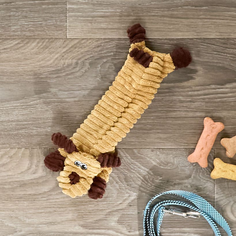 Stuffing-Free Soft Plush Corduroy Dog Chew Toy Pig Cow Or Dog Shaped
