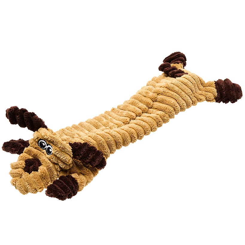 Stuffing-Free Soft Plush Corduroy Dog Chew Toy Pig Cow Or Dog Shaped