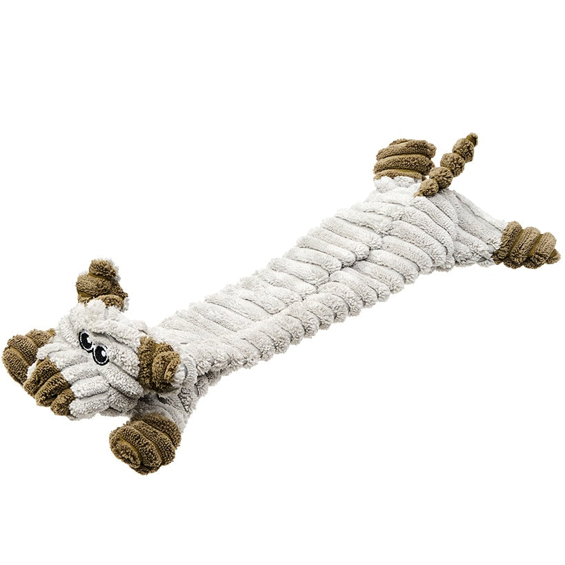 Stuffing-Free Soft Plush Corduroy Dog Chew Toy Pig Cow Or Dog Shaped