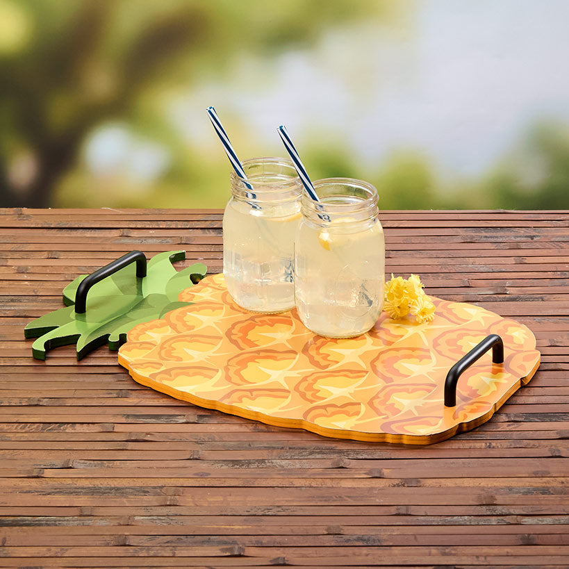 Summertime Fruits Wood Serving Tray - Lemon or Pineapple