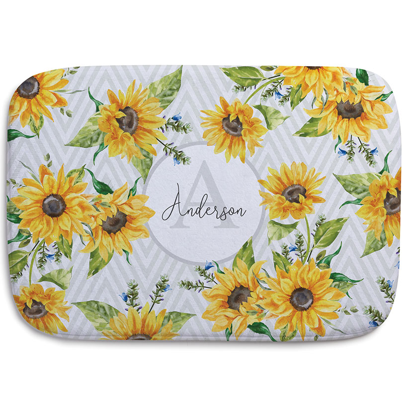 Personalized Sunflower Pattern Towels and Bath Mat