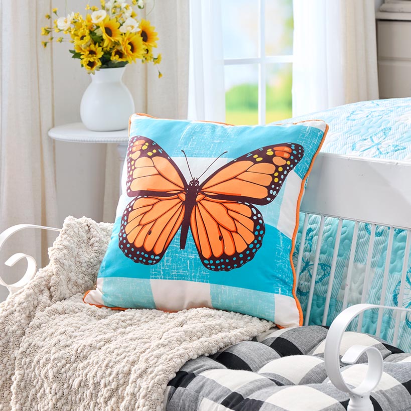 Sunflower Butterfly Full/Queen or King Quilt, Sham, or Decorative Pillow
