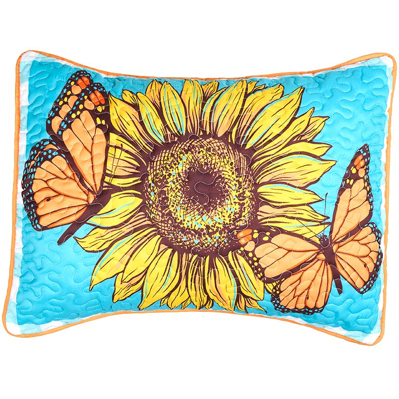 Sunflower Butterfly Full/Queen or King Quilt, Sham, or Decorative Pillow