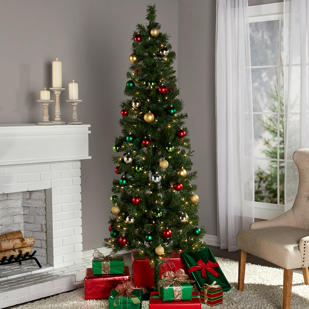 Prelit Slim Christmas Tree - 7 Ft