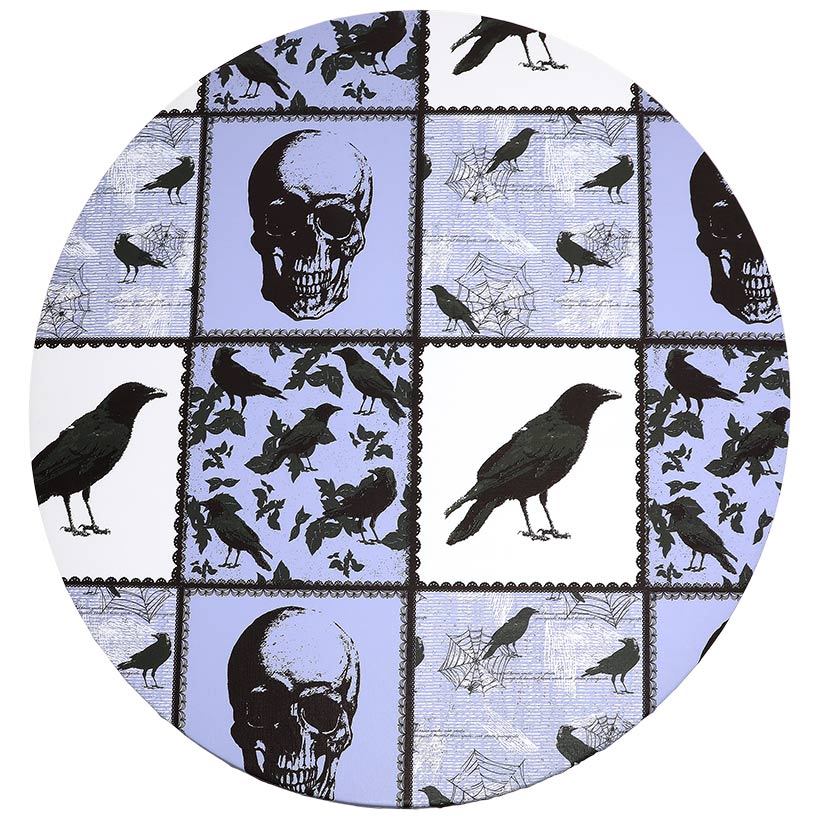 Round Custom Fitted Tablecloth with Flannel Backing Halloween