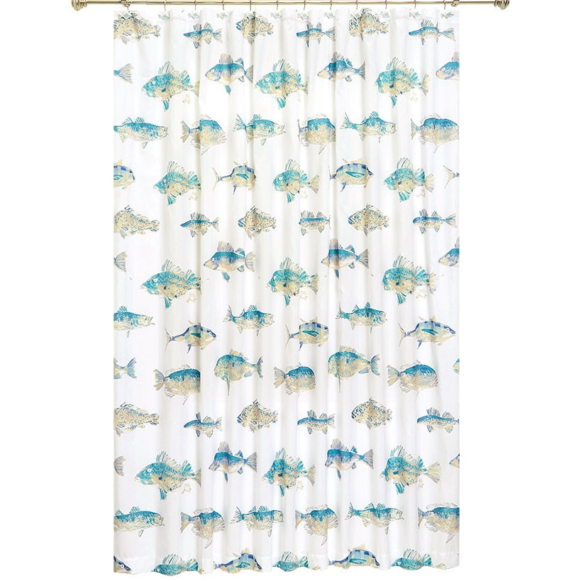 Tisa Fish Shower Curtain, Bath Rug, Hand Towels, Valance, or Hooks