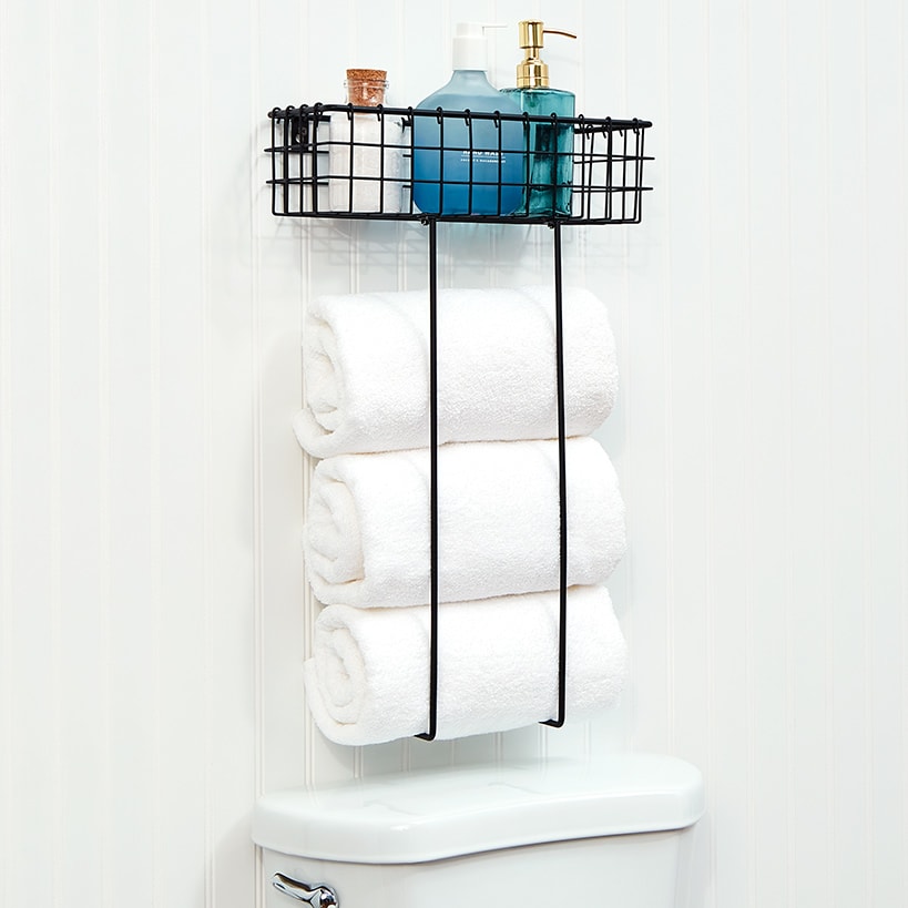 Bathroom Toilet Paper Holder or Towel Holder with Storage Shelf