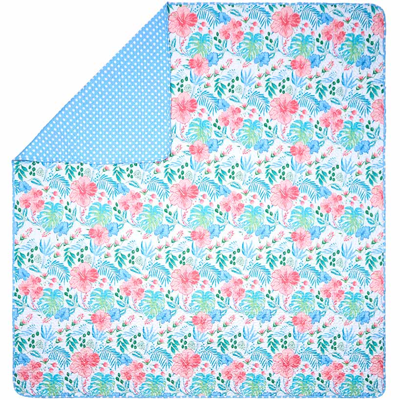 Tropical Garden Full/Queen or King Quilt, Sham, Decorative Pillow