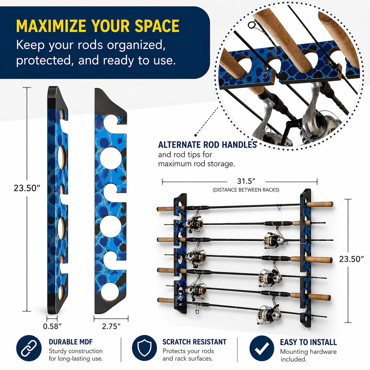 Wall Fishing Rod Storage Rack