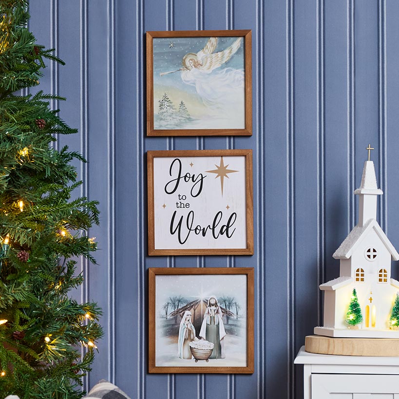 Framed Christmas Wall Art Trio - Christmas or Nativity