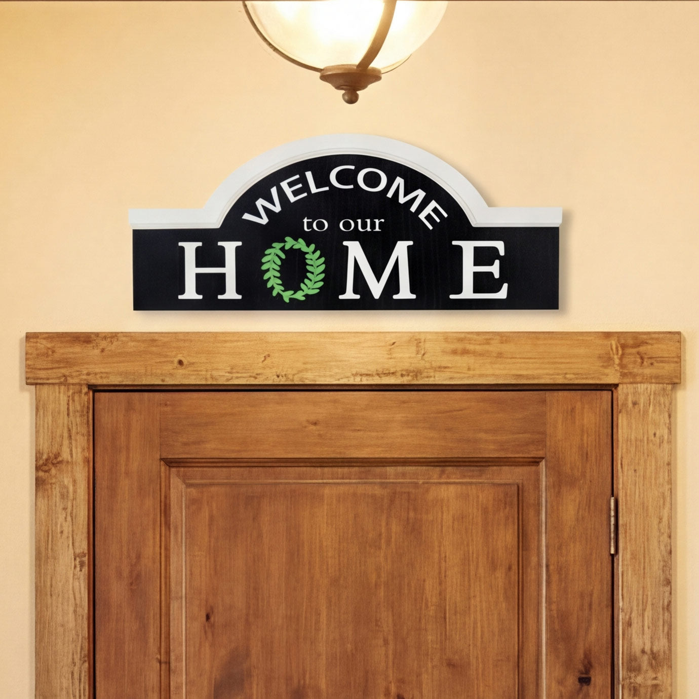 Welcome To Our Home Black Doorway Sign