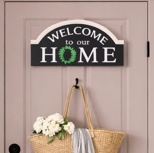 Welcome To Our Home Black Doorway Sign