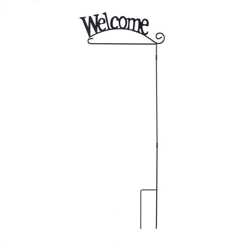 Welcome Wrought Iron Garden Flag Stand
