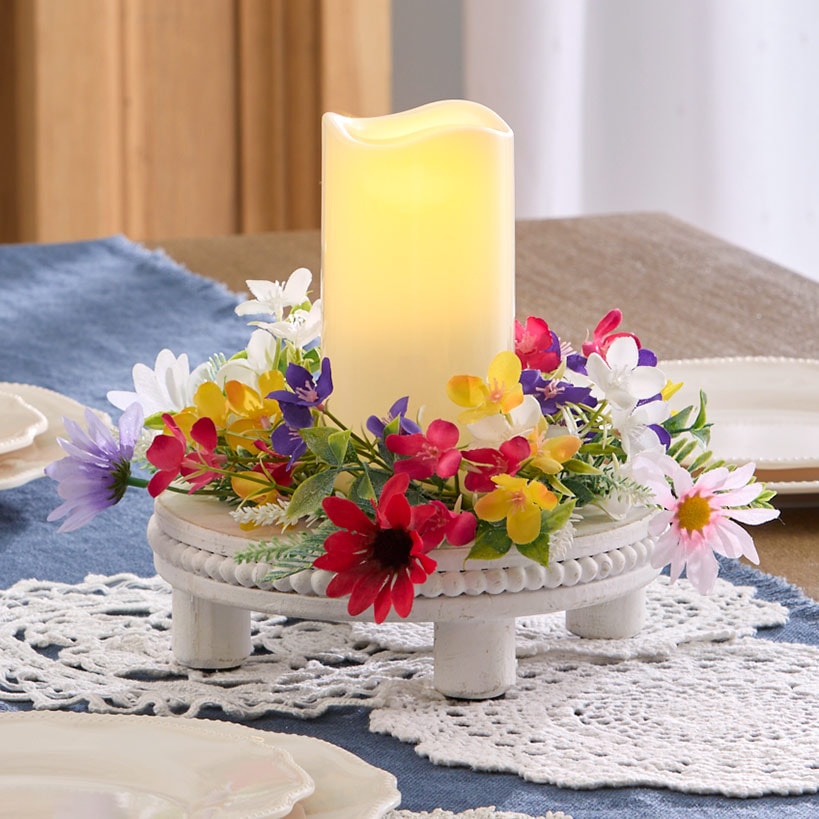 Vibrant Wildflower Garland or LED Candle Ring