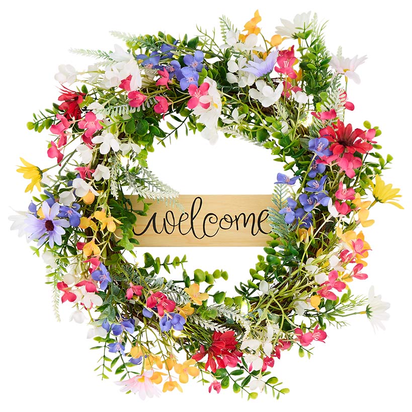 Vibrant Wildflower Garland or LED Candle Ring