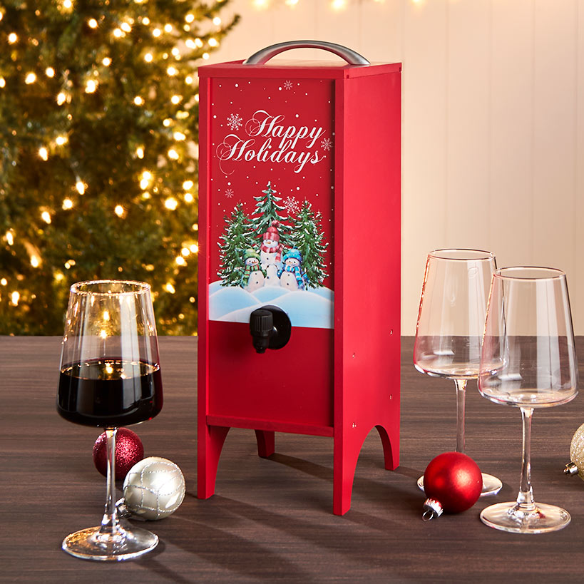Boxed Wine Decorative Wooden Cover for Christmas - Holds 3L