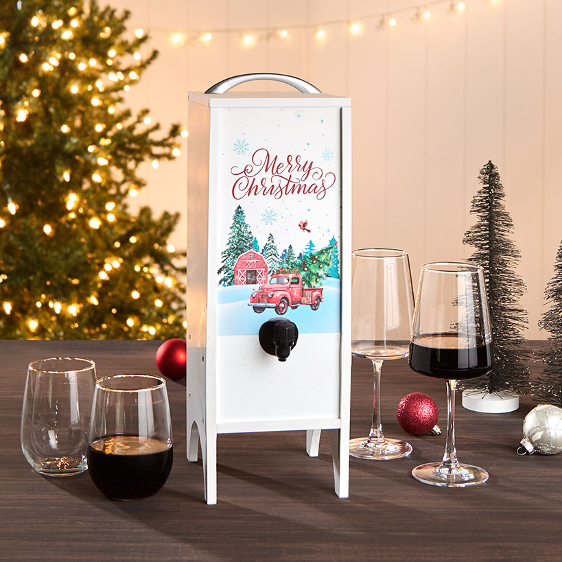Boxed Wine Decorative Wooden Cover for Christmas - Holds 3L