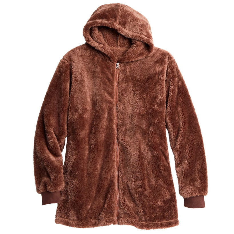 Women's Brown Zip-Up Fleece Hoodie