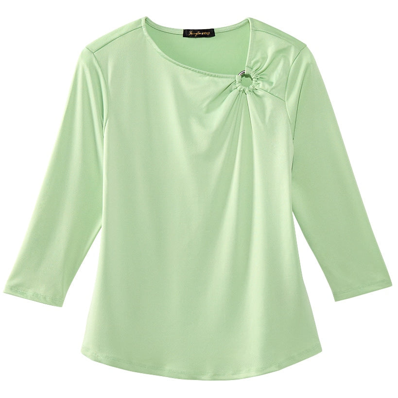 Women's Asymmetrical 3/4 Sleeve Top with O-Ring