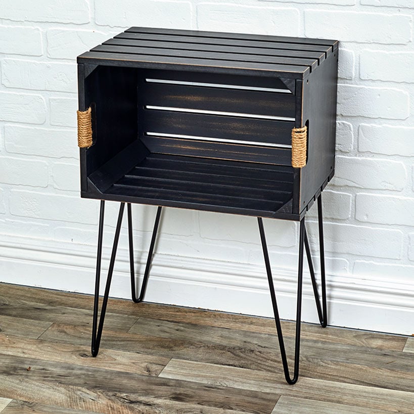 Rustic Wood-Like Crate End Table