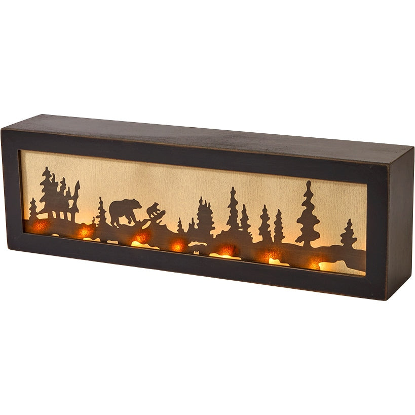 Lighted Decor Tabletop Or Wall Woodland Scene Moose Bear